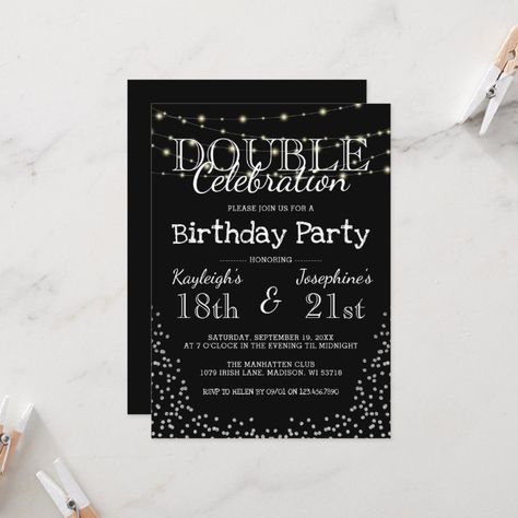 Elegant Double Celebration Birthday Party Invitation | Zazzle.com Double Celebration Invitation, 50th Party, Celebration Birthday, Birthday Party Invitation, Birthday Party Invitations, Invitation Zazzle, Birthday Celebration, Mood Boards, Letter Board