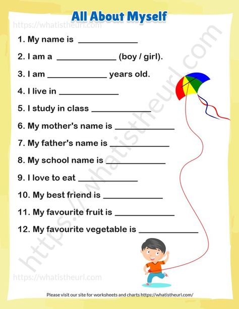 This is a single-page “about myself” worksheet for kids. This is the 4th design.Please download the PDF All About Myself for KG, UKG, and Little kids – Design 4 About Myself Worksheet, All About Myself, English Classes For Kids, Worksheets For Class 1, Teach English To Kids, Materi Bahasa Inggris, All About Me Worksheet, Kids Worksheet, Kindergarten Phonics Worksheets