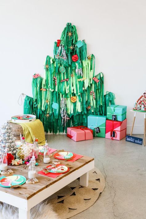 Kara's Party Ideas Merry + Bright Christmas Party | Kara's Party Ideas Parade Party Ideas, Whimsical Christmas Birthday Party, Diy Christmas Party Photo Backdrop, Felix Navidad Christmas Party, Candy Christmas Party Theme, Colorful Christmas Party Decor, Workplace Holiday Decor, Groovy Christmas Party Theme, North Pole Christmas Party Theme