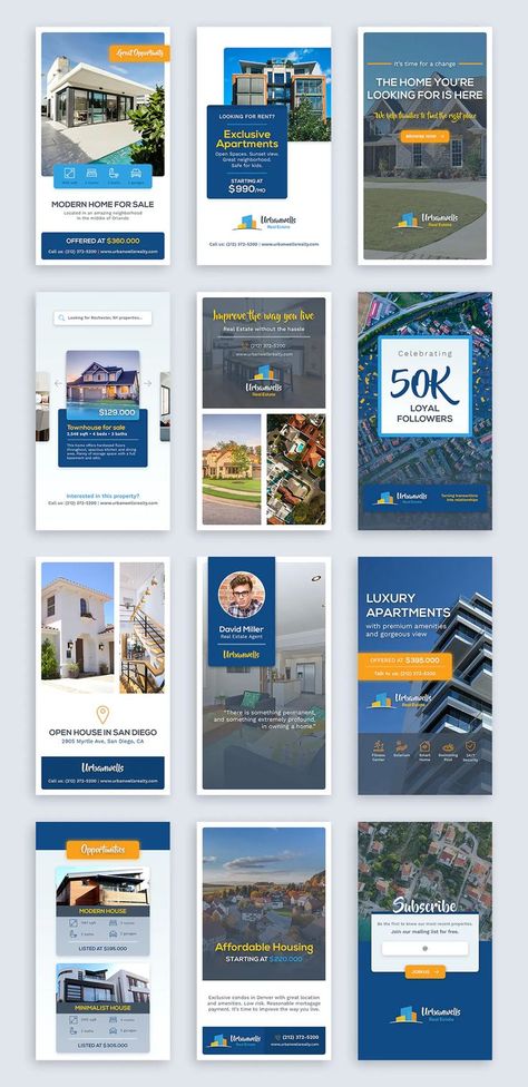 20 Real Estate Instagram Story Templates PSD Real Estate Story Template, Apartment Instagram Posts, Real Estate Story Ideas, Real State Designs, Real Estate Graphic Design, Real Estate Stories, Real Estate Instagram Stories, Real Estate Banner, Inmobiliaria Ideas