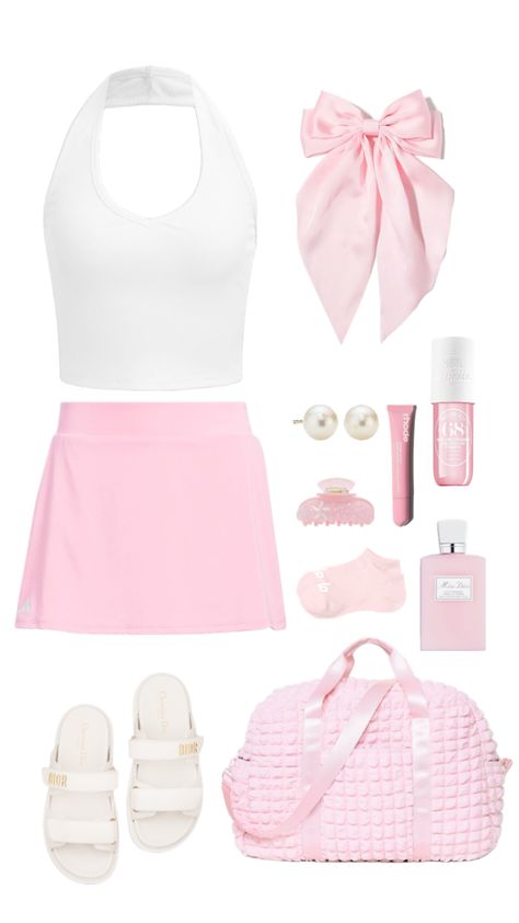 Pink Pilates Princess #pink #pilates #pinkpilatesprincess #pinkpilates #pinkpilates #ootd #whatsinmybag #dior #alo #pearls #bows #bow #fit #fitcheck #outfit Pink Pilates Princess, Pink Pilates, Girly Girl Outfits, Pilates Princess, Pink Workout, Pink Princess, Pink Outfit, Pink Lips, Pink Ribbon