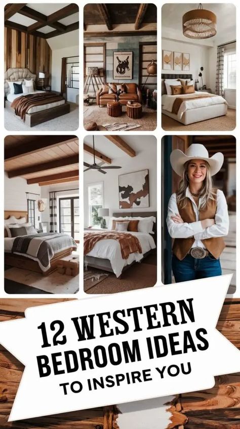 12 Stunning Western Bedroom Ideas to Inspire Your Decor 13 Texas Bedroom Ideas, Yellowstone Inspired Bedroom, Rustic Cowgirl Bedroom, Western Teenage Girl Bedroom, Cowboy Chic Decor, Rustic Masculine Bedroom, Country Girl Bedroom Ideas, Cowboy Apartment, Ranch Bedroom Decor