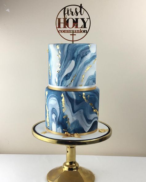 Navy Marble Cake, Navy Blue Marble Cake, Navy And Gold Cake, Ken Cake, Marble Cake Design, Blue Marble Cake, Blue Gold Cake, Blue And Gold Cake, Simple Graduation Cakes