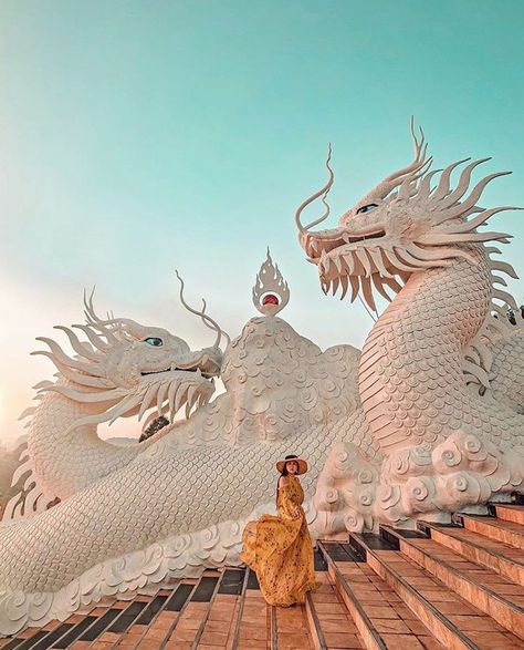 A visit to Chiang Rai's Wat Huay Pla Kung involves expansive dragons, a 9-story pagoda, and a giant white statue representing the goddess of Mercy. Take it in during future travels as you make your way up the temple's stairs.#thailandinsider #amazingthailand #thailand Wat Rong Khun, Chiang Rai Thailand, Goddess Of Mercy, White Temple, Thai Culture, Chiang Rai, Silver Linings, Northern Thailand, Koh Samui