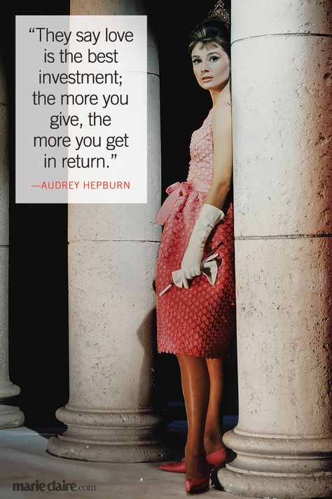 Audrey Hepburn, actress and star of classics like My Fair Lady and Breakfast at Tiffany's, is one of the greatest screen legends of all time. Hepburn Quotes, Timeless Quotes, Aubrey Hepburn, Audrey Hepburn Quotes, 85th Birthday, Audrey Hepburn Style, Hepburn Style, Best Investment, My Fair Lady