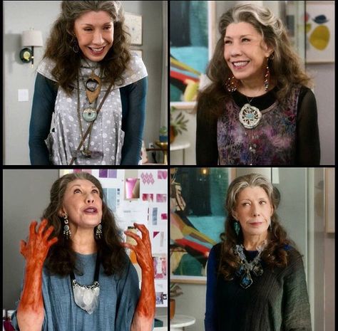 Lily Tomlin is amazing in grace and frankie! And where do I find this jewelry??? Grace And Frankie Outfits, Frankie Clothing, Wardrobe Images, Grace And Frankie, Lily Tomlin, Human Spirit, Advanced Style, Style And Grace, Work Wardrobe