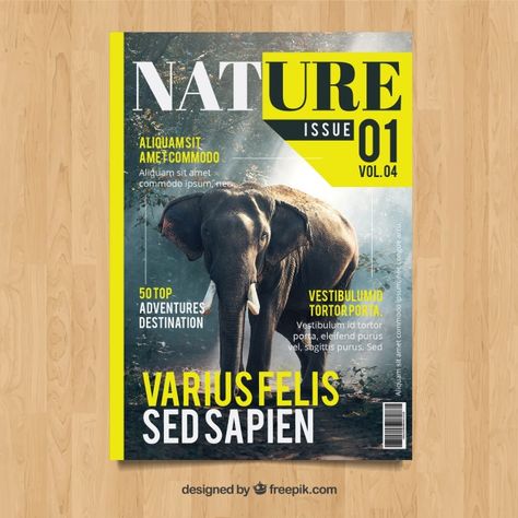 Modern nature magazine cover template wi... | Free Vector #Freepik #freevector #brochure #flyer #business #cover Magazine Front Page Layout Cover Design, Modern Magazine Cover, Magazine Cover Ideas Creative, Magazine Front Cover Design, Cover Page Magazine, Magazine Cover Design Inspiration, Magazine Cover Design Ideas, Magazine Cover Design Creative, Magazine Cover Page Design