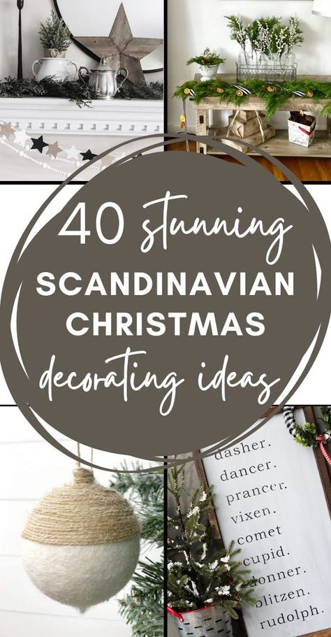 If you are dreaming of a Scandinavian style Christmas this year, this post can make all of your Nordic dreams come true! Scandinavian decor is known for its mix of minimalist and rustic appeal - these decorating ideas and DIYs are perfect for your theme this year! Come see some amazing Christmas decoration - trees, ornameents, and all kinds of beautiful decor! #ahundredaffections Christmas Decoration Styles, Scandi Holiday Decor, Christmas Tree Decorations 2023, Natural Christmas Tree Decor, Norwegian Christmas Decorations, Scandinavian Christmas Decorations Diy, Nordic Christmas Scandinavian Style, Swedish Christmas Tree, Scandinavian Christmas Decor Ideas