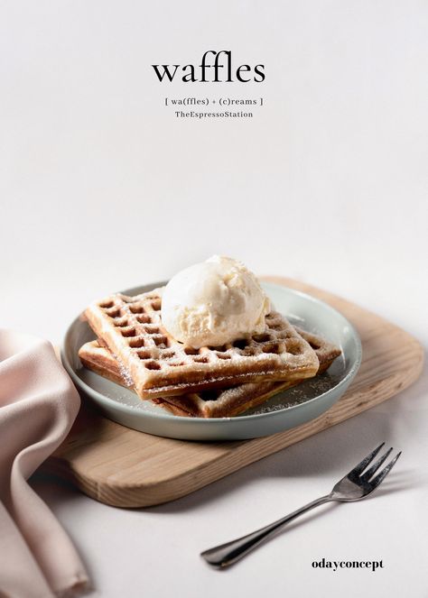 Waffles | Client: The Espresso Station | Foodphoto : Du Mien Foodstylist : Tr Thu Giang Via : oday.concept Photography In Cafe Ideas, Waffle Food Photography, Food Photography Cafe, Croffle Photography, Bakery Photography Ideas, Dessert Photography Styling, Bakery Food Photography, Waffle Photography, Ideas For Food Photography