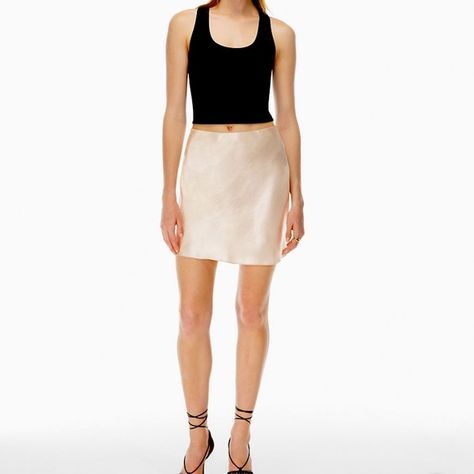 Aritzia mini satin slip skirt Mini Slip Skirt, Satin Slip Skirt, Aritzia Dresses, Mini Slip, Slip Skirt, Aritzia Wilfred, Satin Slip, Satin Material, Two Piece Skirt Set