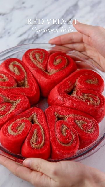 Sheri Wilson on Instagram: "Red Velvet Cinnamon Rolls ❤️✨ This was my first time trying red velvet cinnamon rolls and I was pleasantly surprised at how amazing they were! I used @foodnetwork ‘s recipe and they are probably the softest/most fluffy rolls I’ve ever tried! So yummy! 😍 I shaped them into hearts and added pink frosting for a Valentine’s theme. #cinnamonrolls #cinnamonrolls #redvelvet #baking #bake #bakingfun #food #dessert #holidaybaking #cake #valentines #brunch #breakfastideas # Heart Cinnamon Rolls, Red Velvet Cinnamon Rolls, Heart Shaped Cinnamon Rolls, Fluffy Rolls, Valentines Brunch, Baking Book, Cinnamon Roll Cake, Pink Frosting, Cinnamon Rolls Homemade