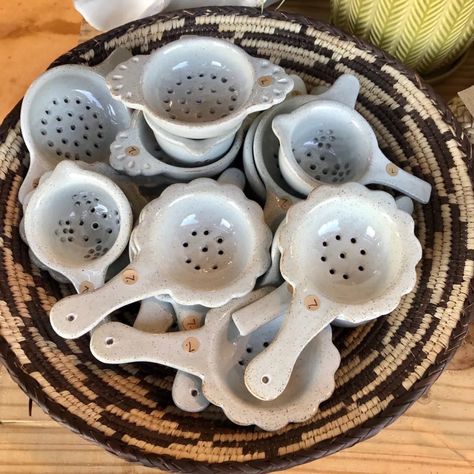 Ceramic Tea Infusers. ﻿ - My Tips and Tea Ceramic Tea Diffuser, Tea Strainer Pottery, Tea Infuser Ceramic, Tea Strainer Ceramic, Pottery Tea Strainer, Ceramic Cookware Handmade, Slabs Ceramics Ideas, Ceramic Tea Strainer, Pottery Tea Pots