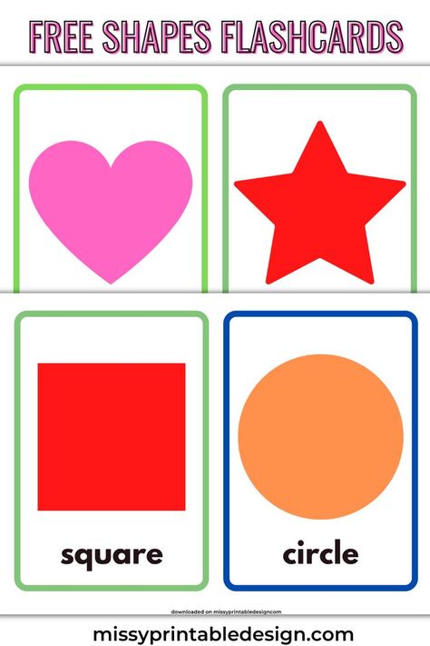 Shape Posters Preschool Free Printable, Printable Flashcards For Toddlers Free, Shape Flashcards Printable Free, Preschool Shapes Printables Free, Free Shapes Printables, 2d Shapes Kindergarten, Preschool Shapes, Shape Worksheets For Preschool, Shapes For Toddlers