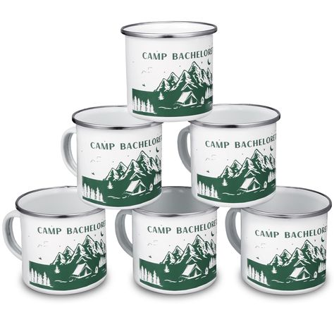 PRICES MAY VARY. Package Includes: you will receive 6 pieces of camping coffee cups in white with patterns, simple, practical and fashionable; The number is enough for you to apply and replace in your camping Quality Steel and Enamel Material: the white mug with patterns is made of quality steel with enamel coating, keeping the mugs from rusting, solid and sturdy, able to stand wear and tear, not easy to break, fade and deform; With a smooth surface, it will not scratch your skin, and can be app Glamping Bachelorette Party, Cabin Trip, Camping Theme Party, Bachelorette Bachelor Party, Enamel Mugs, Bachelorette Gift, Bachelorette Themes, Bachelorette Decorations, Camp Wedding