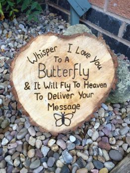 Jigsaw Puzzle | Message delivered | 154 pieces | Jigidi Garden Quotes, Have Inspiration, Memorial Garden, Lost Love, Garden Signs, To Heaven, A Butterfly, Wooden Sign, Wood Burning