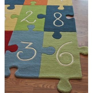 NuLoom puzzle piece rug Modern Kids Rugs, Puzzle Room, In Home Childcare, Home Childcare, Playground Areas, Kids Rug, Childcare Center, Kids Focus, Class Room