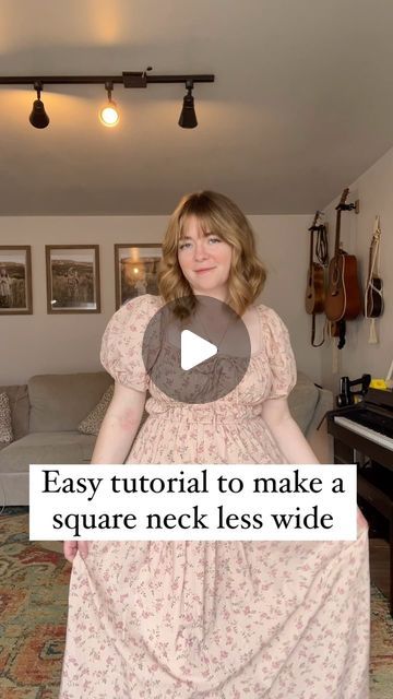 Shop Dahl on Instagram: "Square necks are everywhere because they are so stunning 😍 if you have a dress that’s a little too wide, here is an easy fix! Let me know if you have any questions! • • • • • #sewingtutorial #wideneck #squareneck #alteration #sewingalteration #alterations #alteration #sewingtutorial #easytutorial #lds #modestclothing #modestdresses #modestdress #momhack #prettydresses #prettydress #prettyclothes #floraldress #romeoandjuliet #femininestyle #cottondress #naturalfibers #cottagecorestyle #milkmaid #milkmaiddress #cottagecoreclothing #cottagecoreoutfit #cottagecorefashion #cottageaesthetic #cottagecore #homemaker #homemakers Feminine style, feminine fashion, modest alterations, modest dress, easy sewing tutorial, modest tutorial, floral dress, cotton dress, natural Modest Milkmaid Dress, How To Make A Dress Modest, How To Cover Deep Neck Dress, How To Tighten A Dress, Dress Alterations Diy, Milkmaid Dress Outfit, Styling A Dress, Milk Maid Dress, Mormon Dress