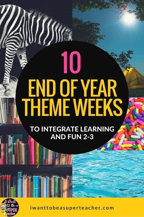 It's the end of the year! Keep your 2nd and 3rd grade students learning with these theme week celebration ideas. Teachers can use these 10 classroom themes to integrate subject areas and classroom activities for end of the school year FUN! Head over for theme week ideas & activities to integrate with second and third grade reading, math, writing, science, social studies & art. Includes fun activity ideas, printable resources, links, and free downloads. #education #endoftheyear #classroom