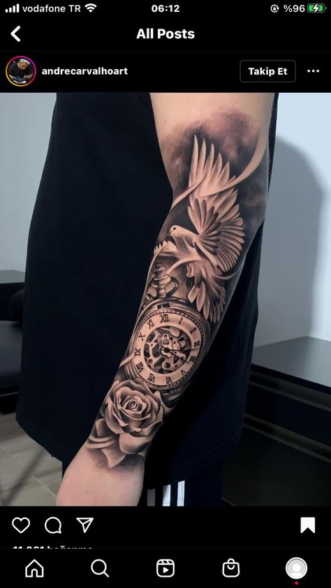 Right Arm Tattoo Men Half Sleeves, Forearm Tattoo Men Sleeve Family, Dove Sleeve Tattoo For Men, Family Tattoo Ideas For Men Arm, Tato Minimal Hand, Upper Arm Sleeve Tattoos For Guys, Men’s Sleeve Tattoo, Tattoo Ideas For Men 2023, Tato Kecil Simple