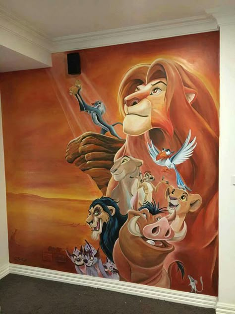 Lion King Lion King Room Ideas, Lion King Mural, Lion King Bedroom, Lion King Painting, Lion King Tree, Lion King Room, Wall Painting Mural, Disney Themed Bedrooms, Disney Mural