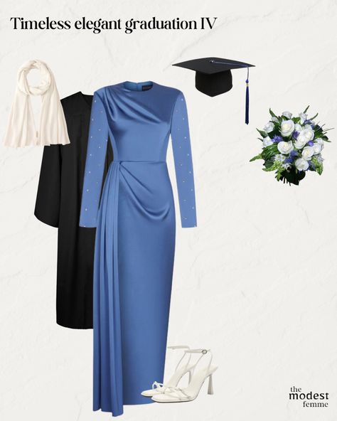 Muslim Graduation Outfit, Modest Graduation Outfit, Hijabi Graduation, Graduation Outfit Ideas Hijab, Modest Graduation Dress, Graduation Dress Designs, Graduation Ceremony Outfit, Graduation Outfits For Women, Cute Hijabi Outfits