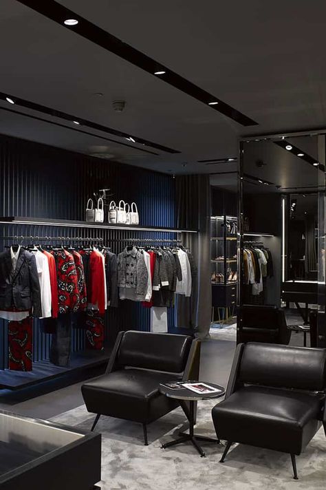 DSquared2 Opens London Flagship Store | FashionBeans Mens Clothing Boutique Interior, Man Closet Ideas, Mens Boutique Interior, Men’s Boutique, Mens Clothing Store Interior Design, Mens Boutique Interior Design, Men Living Room Ideas Apartments, Clothes Shop Interior Design, Men Room Decor Ideas