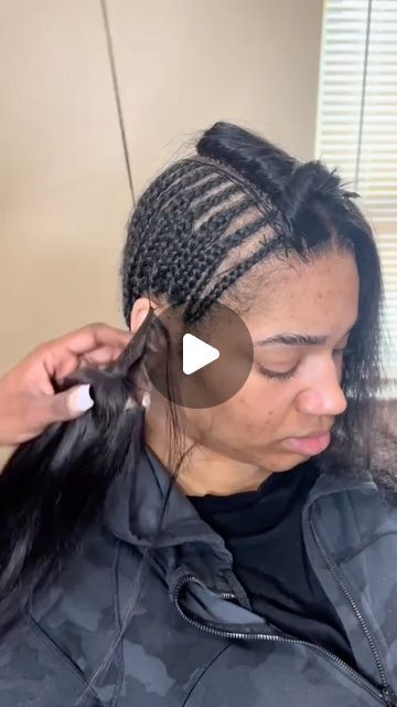 Wig With Leave Out, Lace Closure Sewin, Half Up Half Down Closure Sew In, Frontal Closure Sew In Hairstyles, Black Closure Sew In, Braid Pattern For Sew In With Closure, Fall Sew In Hairstyles, Full Weave With Closure Sew Ins, Closure Sew In Braid Pattern