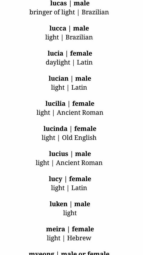 Names meaning Light Character Names For Your Story, Character Names And Meanings, Names For Your Story, Latin Language, Fantasy Names, Aesthetic Names, Pretty Names, Name Inspiration, Writing Characters