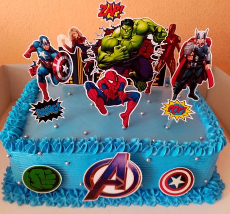 Marvel Sheet Cake, Marvel Birthday Cake Simple, Avengers Sheet Cake, Avengers Cake Ideas, Marvel Cake Ideas, Avengers Cake Design, Avengers Birthday Cake, Marvel Birthday Cake, Marvel Avengers Cake