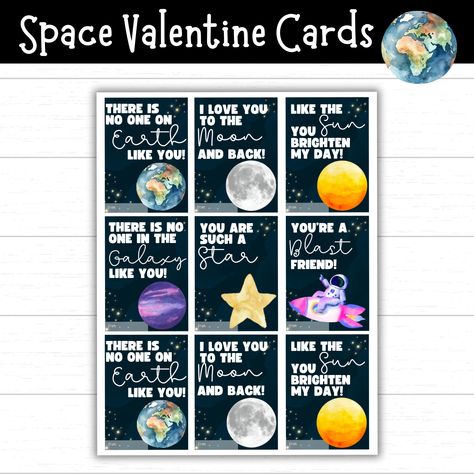 Space Valentine's Day Cards, Space Valentines, Space Valentine Printable, Space Valentine Cards, Space Valentines Day Cards, Valentine's Day Space Themed Valentines, Cute Valentine Sayings, Space Valentines, Citation Saint Valentin, Saint Valentin Diy, Valentines Bricolage, Themed Illustrations, Printable Valentines Day Cards, Galaxy Theme