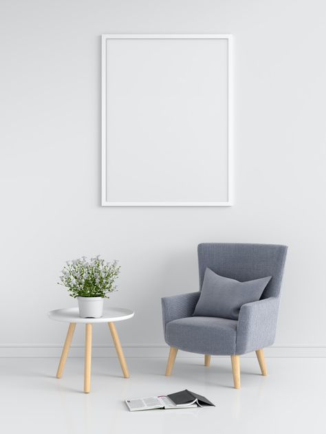 Blank Photo Frame, Fond Studio Photo, Frame Mockup Free, Ruangan Studio, Chair And Table, Blank Photo, Photo Frame Design, Wood House, Wall Decor Design