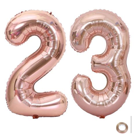 PRICES MAY VARY. What You Will Get: 2pcs number balloons: number 2 and number 3 in rose gold color, 1 straw and 1 ribbon Size: 40 inch, these giant foil balloons can be filled with Helium (helium not include in package) Reusable mylar foil balloons: you can use it in your party many times; very durable construction, will not lose its shape; kindly note: Don't put the balloons near to the flame, sharp objects, they might burst Easy to use: just need fill only 90% of the balloon air space, let the balloon fully inflate, avoid popping the balloon when inflated, it can be hanged in any place, making your party more attractive and special Number 23 Balloons is Great Party Decorations for your Anniversary Party, Wedding Birthday Party Photo Prop Supplies, event party home decor etc 23rd Birthday Decorations, Rose Gold Decorations, Prom Balloons, Rose Gold Number Balloons, Number Balloons Birthday, 83rd Birthday, Birthday Rose Gold, 82nd Birthday, Champagne Balloons