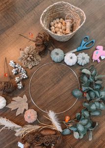 DIY Fall Metal Hoop Wreath » Hello Joy! co Autumn Hoop Wreath, Fall Ring Wreath, Metal Ring Wreath Diy, Fall Hoop Wreath Diy, Metal Hoop Crafts, Metal Hoop Wreath Diy, Hoop Wreaths Diy, Metal Ring Wreath, Fall Esthetic