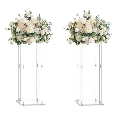 PRICES MAY VARY. Package includes 2 sets of 24 inch flower stand centerpieces, flowers are not included, great for wedding and party decoration. Simple installation: connect each two rods together through thread in the middle, and install 4 screws on each of the upper and lower plates. Elegant and stylish: This flower stand will add glamorous brilliance and romance to your parties and weddings Wide range of uses: Matching with artificial flowers or fresh flowers, suitable for engagement, wedding Acrylic Flower Stand, Wedding Columns, Wedding Table Decorations Centerpieces, Decorative Columns, Centerpiece Vase, Acrylic Vase, Event Centerpiece, Modern Wedding Decor, Centerpiece Wedding