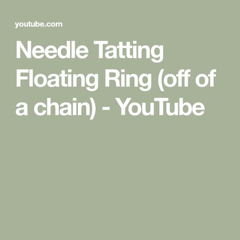 Needle Tatting Floating Ring (off of a chain) - YouTube Ring On Chain, Tat Rings, Shrek Dragon, Needle Tatting Tutorial, Shrek The Musical, Floating Ring, Needle Tatting Patterns, Tatting Tutorial, Dragon Puppet