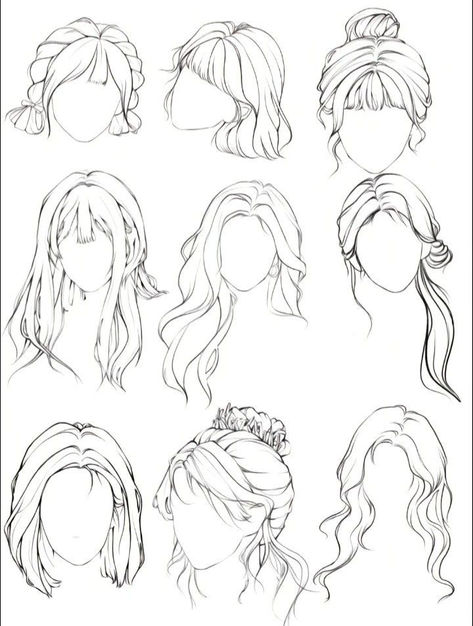 Lukisan Fesyen, Lakaran Fesyen, Drawing Hair Tutorial, Drawing Hair, Fashion Drawing Sketches, Fashion Drawing Tutorial, Siluete Umane, Seni Dan Kraf, Hair Sketch