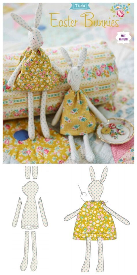 Sewing Soft Toys, Vintage Easter Bunny, Doll Patterns Free, Bantal Sofa, Sewing Stuffed Animals, Costura Diy, Fabric Toys, Doll Sewing Patterns, Small Sewing Projects