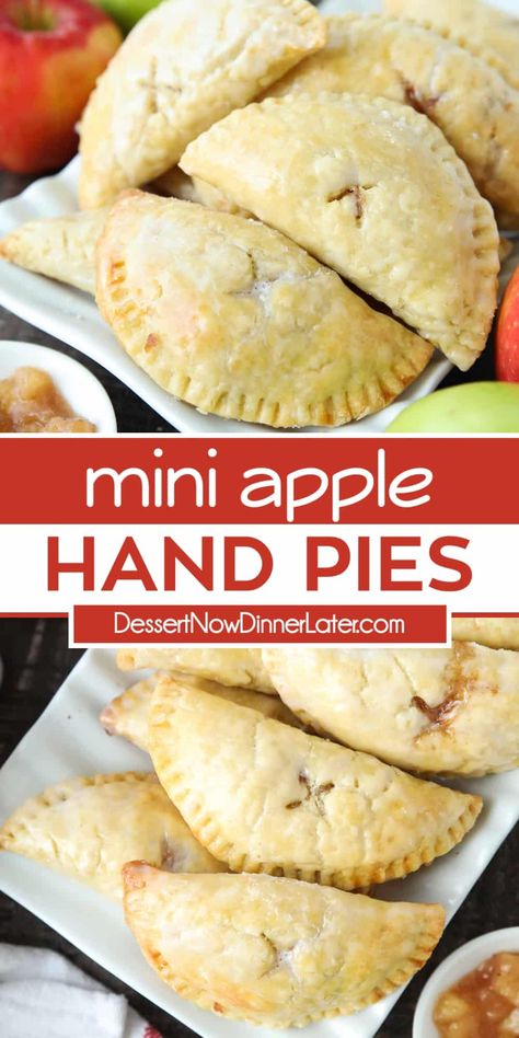 Mini Apple Hand Pies, Small Apple Pies, Individual Apple Pies, Fresh Apple Pie, Pies Dessert, Mini Apple Pie Recipe, Apple Pie From Scratch, Apple Pie Filling Recipes, Sweet Glaze