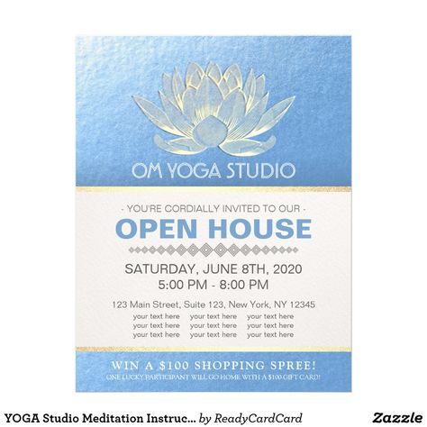 YOGA Studio Meditation Instructor Open House Lotus Flyer Future Teacher Gifts, Yoga Flyer, Zen Symbol, Cheap Teacher Gifts, Yoga Instructor Business Card, Meditation Studio, Yoga Inspiration Quotes, Om Yoga, Best Teacher Gifts