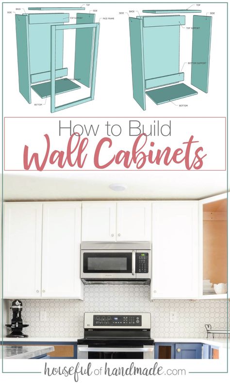 Build Bathroom Cabinet, Building Upper Cabinets, Build Cabinets Diy, Diy Upper Cabinets, Diy Upper Kitchen Cabinets, Diy Laundry Room Cabinets, Diy Wall Cabinet, Diy Kitchen Cabinets Build, Build Wall