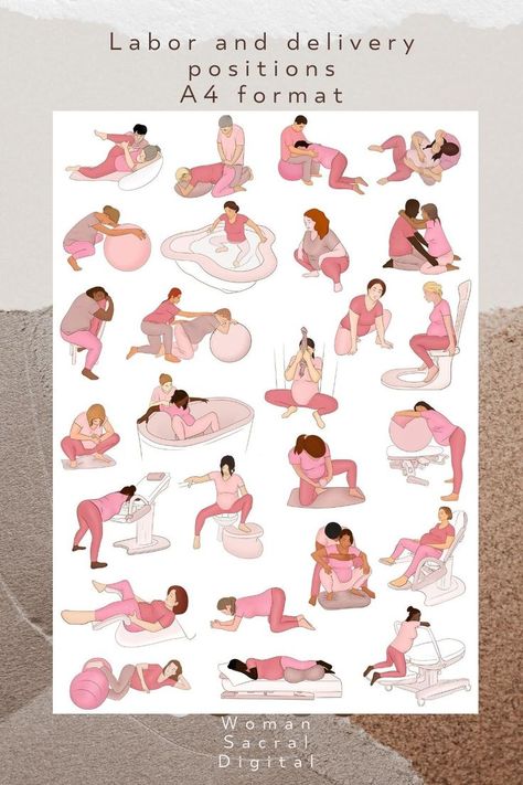 Labour and natural birth Digital posters for doulas, midwives, pregnant ladies. Hypnobirthing classes prints. Delivery Positions, Baby Hospital Bag Checklist, Pregnancy Workout Videos, Doula Care, Pregnancy Facts, Baby Delivery, Healthy Pregnancy Tips, Pregnancy Art, Newborn Baby Tips