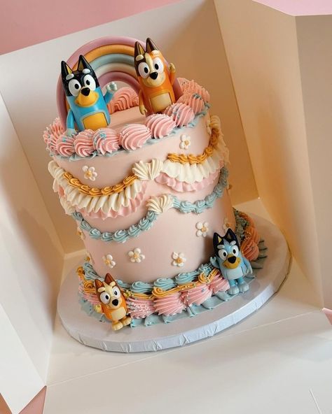 All Posts • Instagram Bluey Cake Ideas Smash Cake, Bluey Birthday Dessert Table, Bluey Cake And Cupcakes, Bluey Birthday Party Ideas Pastel, Bluey Birthday Party Pastel, Groovy Bluey Birthday Party, 2nd Birthday Party For Girl Bluey, Pink Bluey Birthday Cake, Bluey And Bingo Birthday Cake