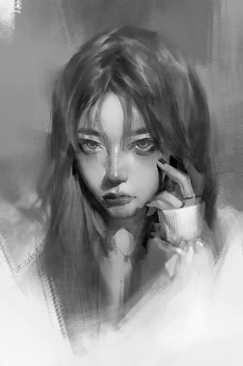 Grayscale Art, 얼굴 그리기, Lukisan Cat Air, Arte Inspo, Realism Art, Realistic Art, Digital Art Girl, Digital Art Tutorial, Digital Portrait