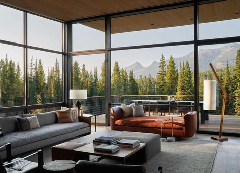 Rustic Mountain Homes, Holistic Design, House Facades, Montana Homes, Big Sky Montana, Modern Mountain Home, Luxurious Interior, Big Sky Country, Modern Mountain