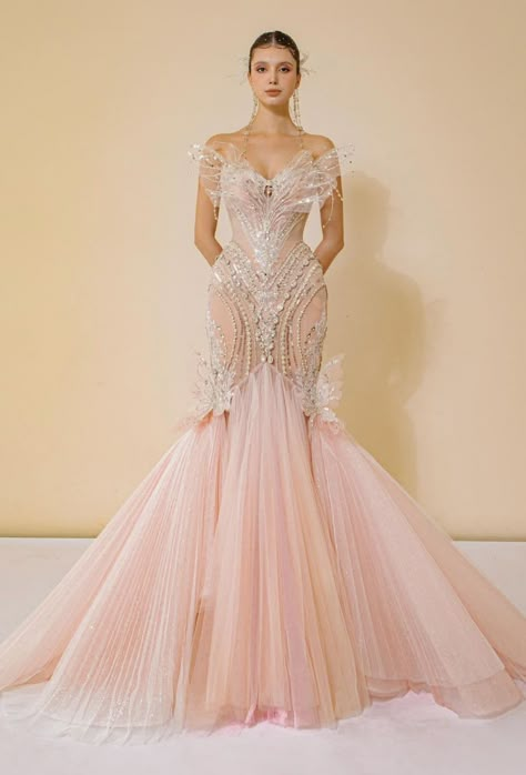 Evening Gown Pageant, Pink Evening Gown, Pink Evening Gowns, Fashion Reels, Dreamy Gowns, Mermaid Design, Lace Beading, African Wedding Dress, Amazing Wedding Dress