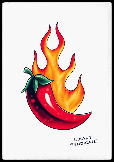 Pepper / 04.2023 Neo Traditional Tattoos Color, Danny Tattoo, Pepper Tattoo, Colored Tattoo, Cartoon Tattoo, Red Ink Tattoos, Old School Tattoo Designs, Red Tattoos, Graffiti Cartoons