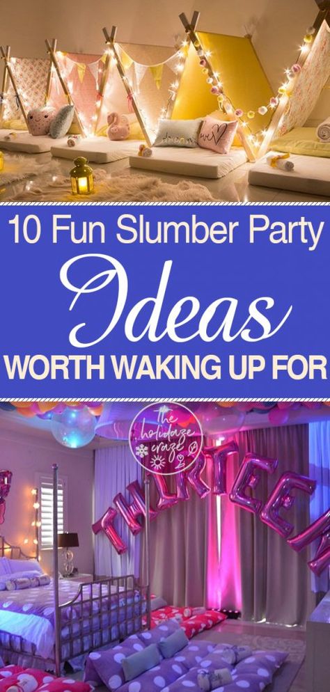 10 Fun Slumber Party Ideas Worth Waking Up For Slumber Party Fort Ideas, Easy Slumber Party Ideas, Cheap Slumber Party Ideas, Birthday Sleepover Decorating Ideas, Princess Slumber Party Ideas, 10 Bday Party Ideas, Slumber Party On A Budget, 10 Girl Birthday Party Ideas, 10th Birthday Slumber Party Ideas