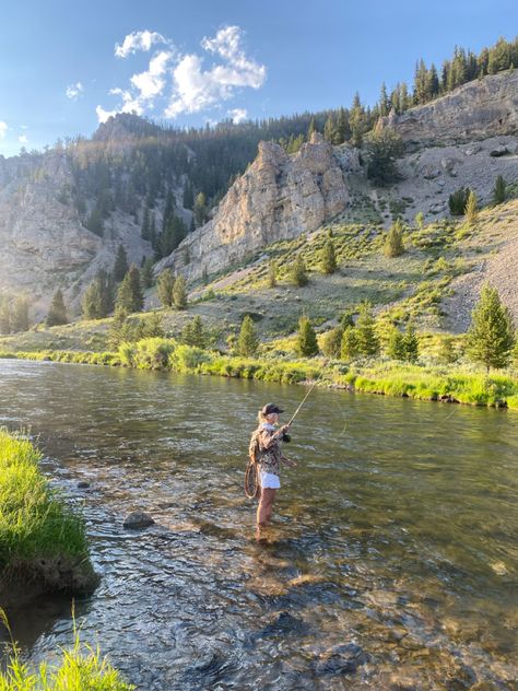 Hunting And Fishing Aesthetic, Fly Fishing Montana, Woman Fly Fishing, Summer Aesthetic Western, Montana Life Aesthetic, Hannah Montana Summer Aesthetic, Summer In Montana, Fly Fishing Aesthetic, Montana Summer Aesthetic