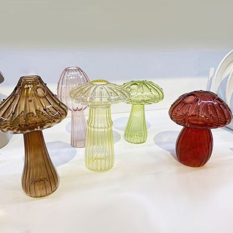 Mushroom Decoration Glass Vase Aromatherapy Bottle Flower Table Creative Home   Color: green, blue, yellow,Light green,Red,Brown,Gold Material: organic glass Product name: mushroom shaped vase Product shape: mushroom Brand new high quality 1,This decorative vase can be used in many different ways. 2, You can use it on its own for a beautiful statement piece or add in faux florals, stems, bouquets, and greenery for a pop of color. 3,Perfect for your tabletop, shelf in a family room, mantel, dining room, bathroom or covered patio. Package contains: 1 × Mushroom shaped vase * Please make payment asap, then we can arrange shipment for you asap. - Thanks for your bid * We will arrange shipping for you within 24 Hours after payment cleared except the holidays. * If you have changed your address, Tabletop Shelf, Flower Bottle, Organic Glass, Transparent Flowers, Flower Table, Glass Mushrooms, Mushroom Decor, Clear Glass Vases, Home Decor Vases