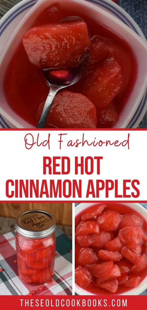 Red Hots Apple, Canned Red Hot Cinnamon Apples, Cinnamon Apple Rings Canned, Red Hot Cinnamon Apple Jelly, Cinnamon Apples With Red Hots, Red Hot Cinnamon Jelly, Cinnamon Candied Apples, Easy Cinnamon Pickles, Cinnamon Red Hot Pickles